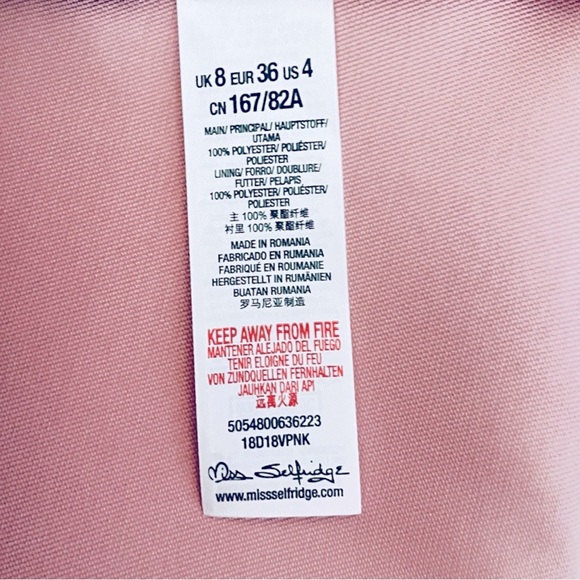 Miss Selfridge Pink Dress | US 4 Euro 36 | Bandeau Dip Hem | Pearlescent | $40 - Picture 7 of 8